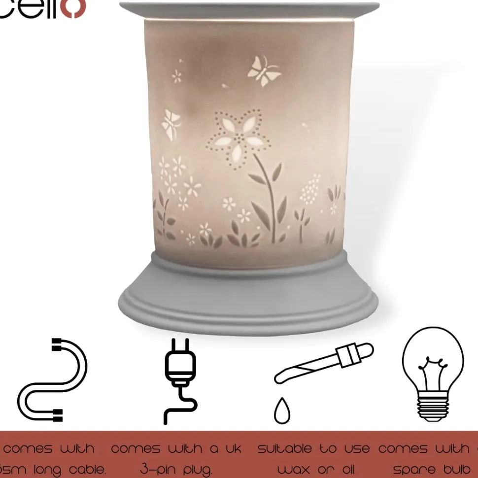 Cello Electric Wax Burner Porcelain Straight - Flower