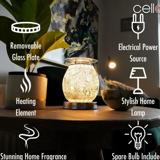 Cello Electric Wax Burner Touch Mosaic - Silver