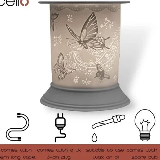 Cello Electric Wax Burner Porcelain Straight - Silk Wings
