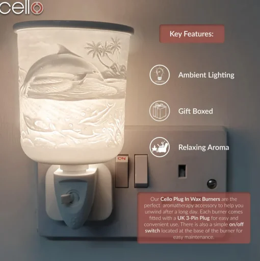 Cello Porcelain Plug In Electric Wax Burner - Dolphin