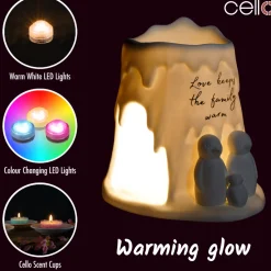 Cello Porcelain Tealight Burner - Penguin Family