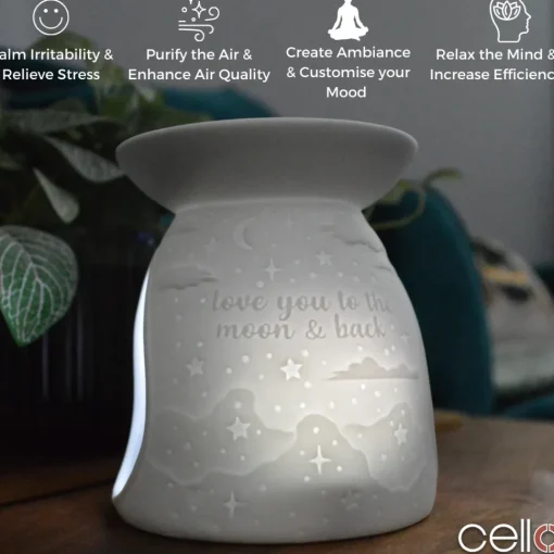 Cello Porcelain Tealight Burner - Love You To The Moon & Back