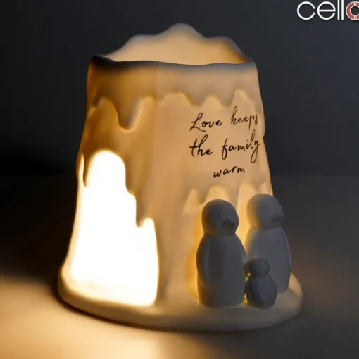 Cello Porcelain Tealight Burner - Penguin Family