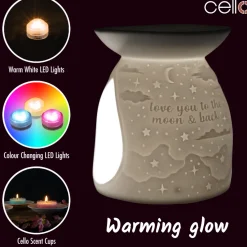 Cello Porcelain Tealight Burner - Love You To The Moon & Back