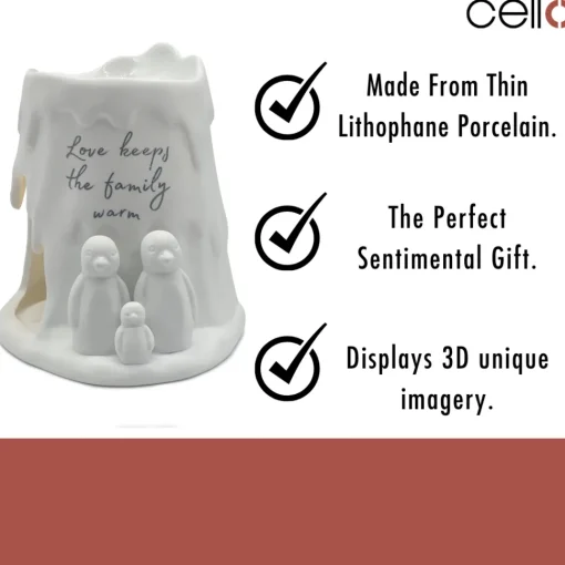Cello Porcelain Tealight Burner - Penguin Family
