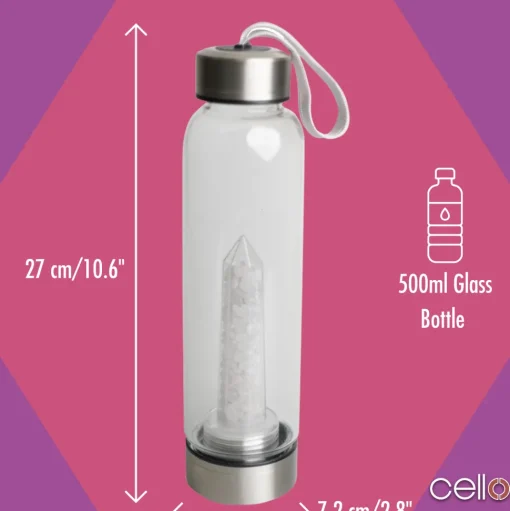 Cello Stainless Steel Crystal Drinking Flask - Quartz Chips