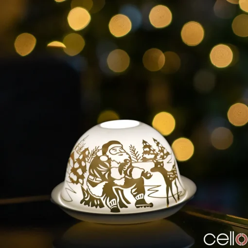 Cello Tealight Dome - Father Christmas Gold