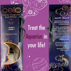 Cello Zodiac Reed Diffuser - Aquarius with Amethyst - Arcane Oceans