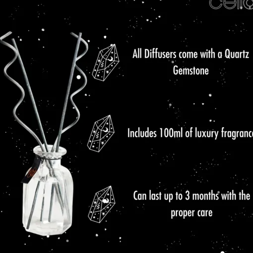 Cello Zodiac Reed Diffuser - Cancer with Clear Quartz - Radiant Flora