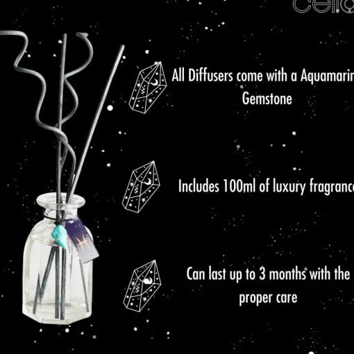 Cello Zodiac Reed Diffuser - Pisces with Aquamarine - Arcane Oceans