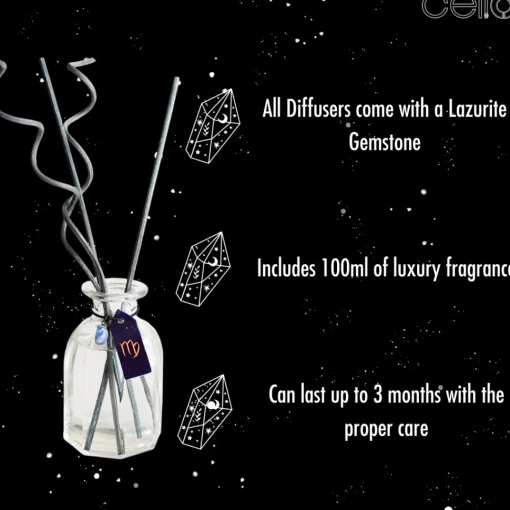 Cello Zodiac Reed Diffuser - Virgo with Lazurite - Enigmatic Lands