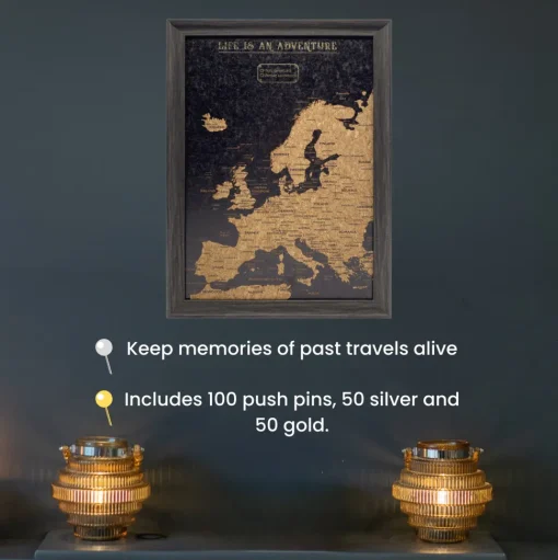 Splosh Travel Map - Europe Map - Small - Black