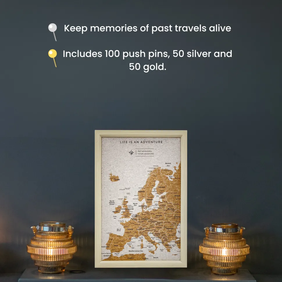 Splosh Travel Map - Europe Map - Desk - White