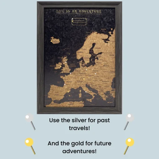 Splosh Travel Map - Europe Map - Small - Black